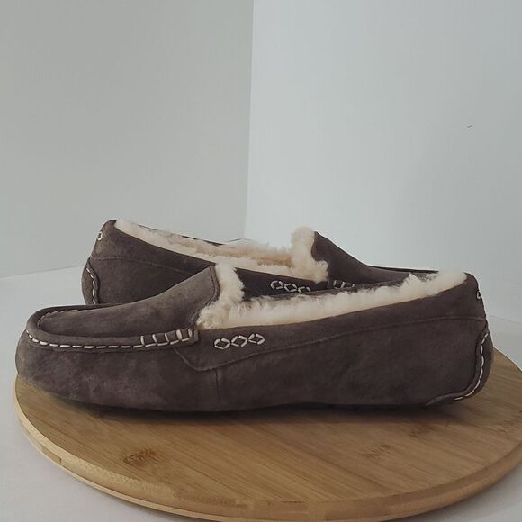 UGG Ansley Slipper Espresso Suede Wool Loafer Moccasin Women US 11 EU 42 New - Picture 9 of 13